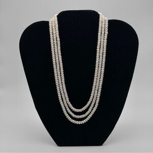 VINTAGE MULTI-STRAND FRESHWATER PEARL NECKLACE – 14K GOLD CLASP